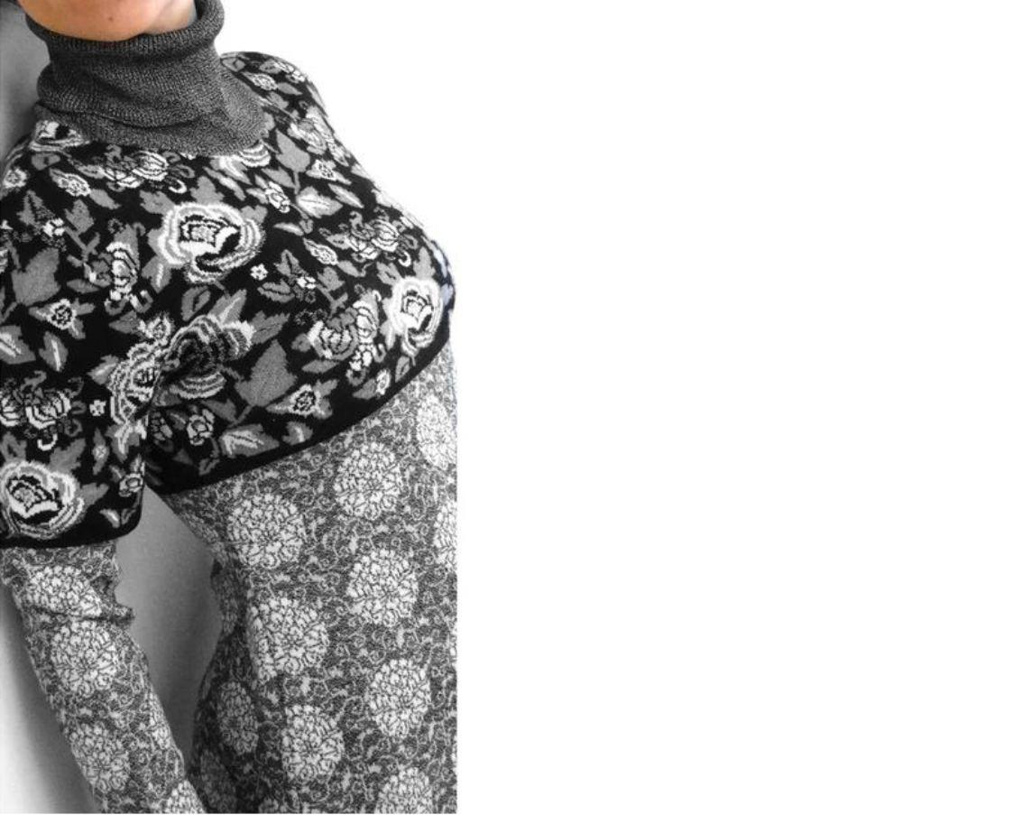 Abito Kenzo Jungle anni '80 in maglia geometrica e floreale In condizioni buone in vendita a London, GB