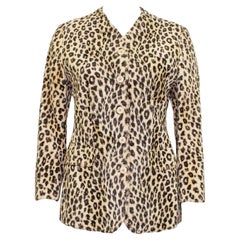 Chaqueta sin cuello de piel sintética de leopardo Kenzo de los años 80