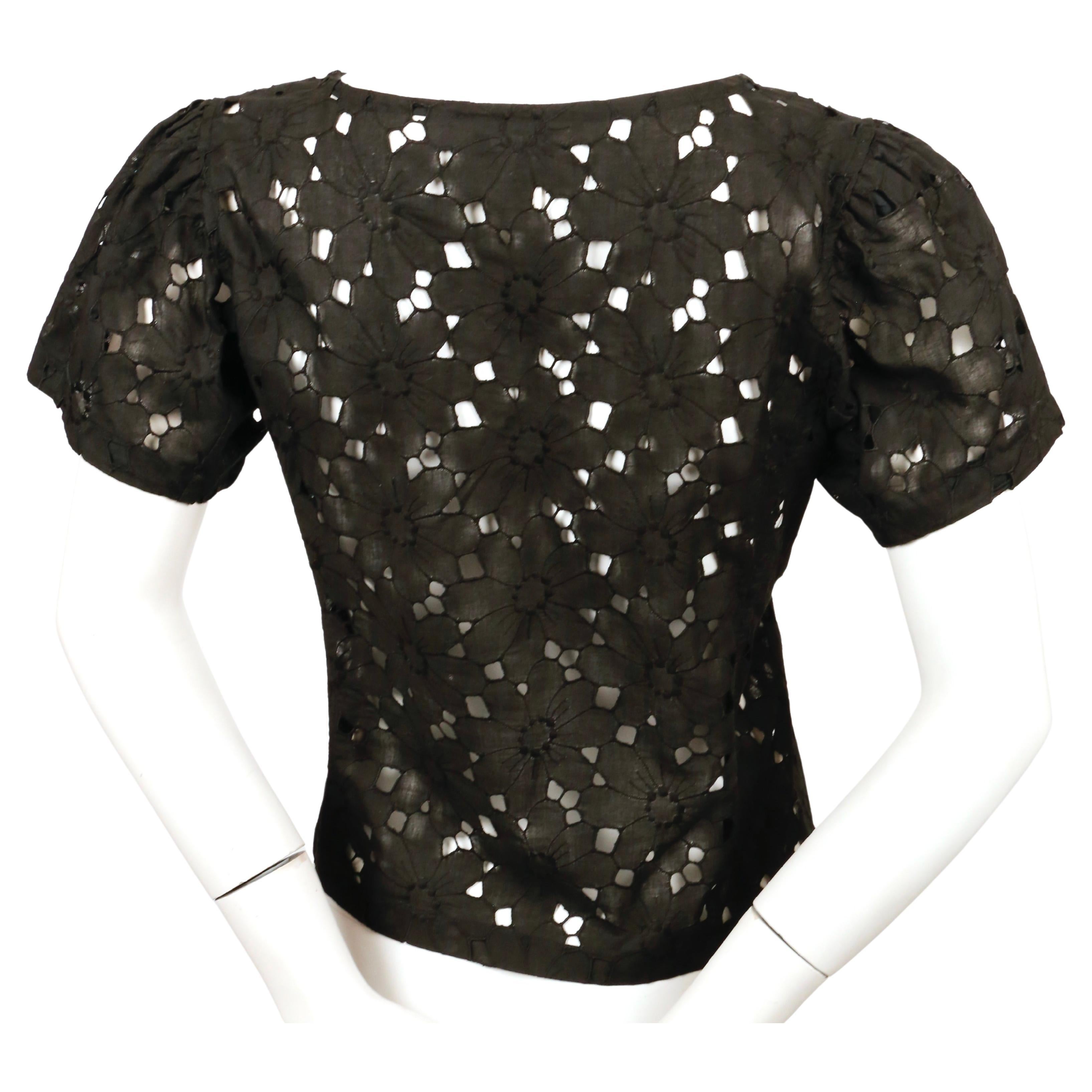 KENZO TAKADA chemisier boutonné en dentelle noire, années 1980 Pour femmes en vente