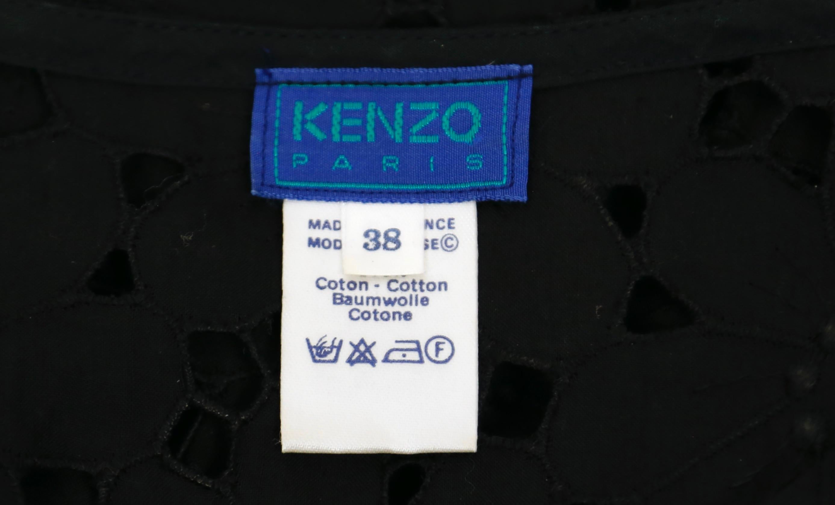 Women's 1980's KENZO TAKADA black lace button up blouse   For Sale