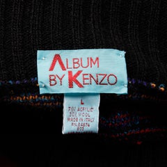 1980s Kenzo Vintage Turtleneck Sweater with Colorful Checkers + Stripes