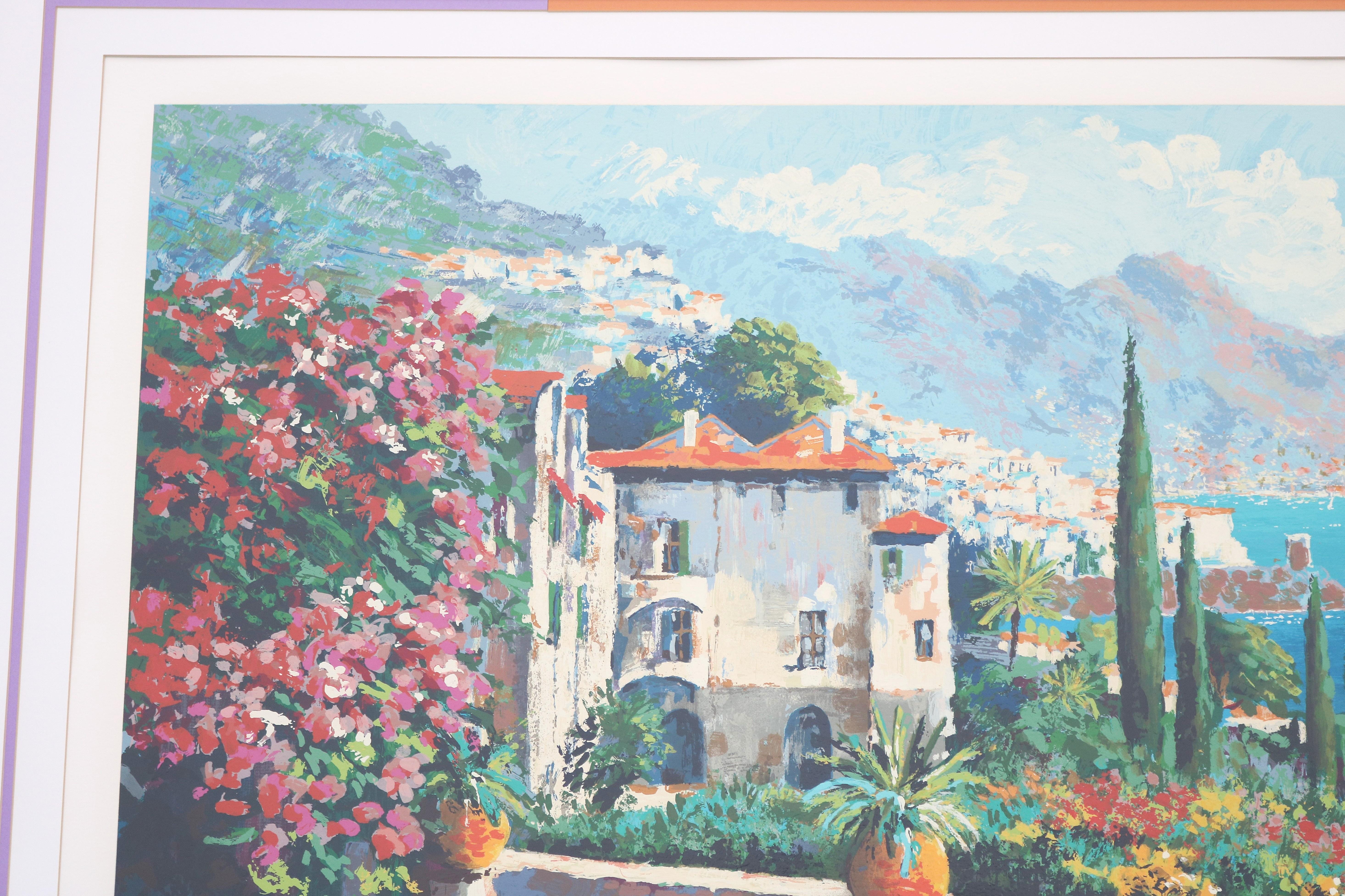1980's Kerry Hallam Amalfi Coast Mediterranean Limited Edition Signed Serigraph For Sale 3