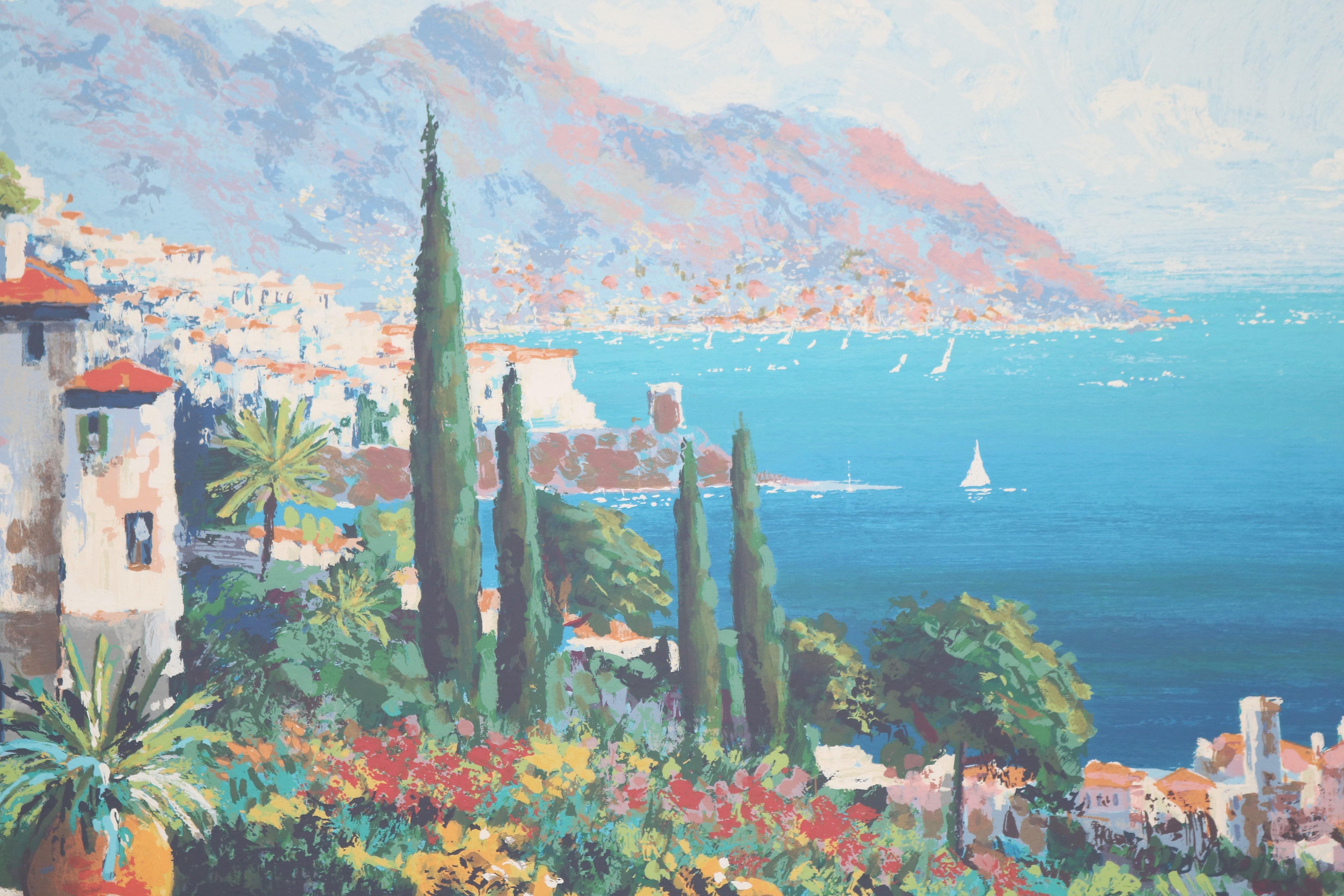 1980's Kerry Hallam Amalfi Coast Mediterranean Limited Edition Signed Serigraph For Sale 7