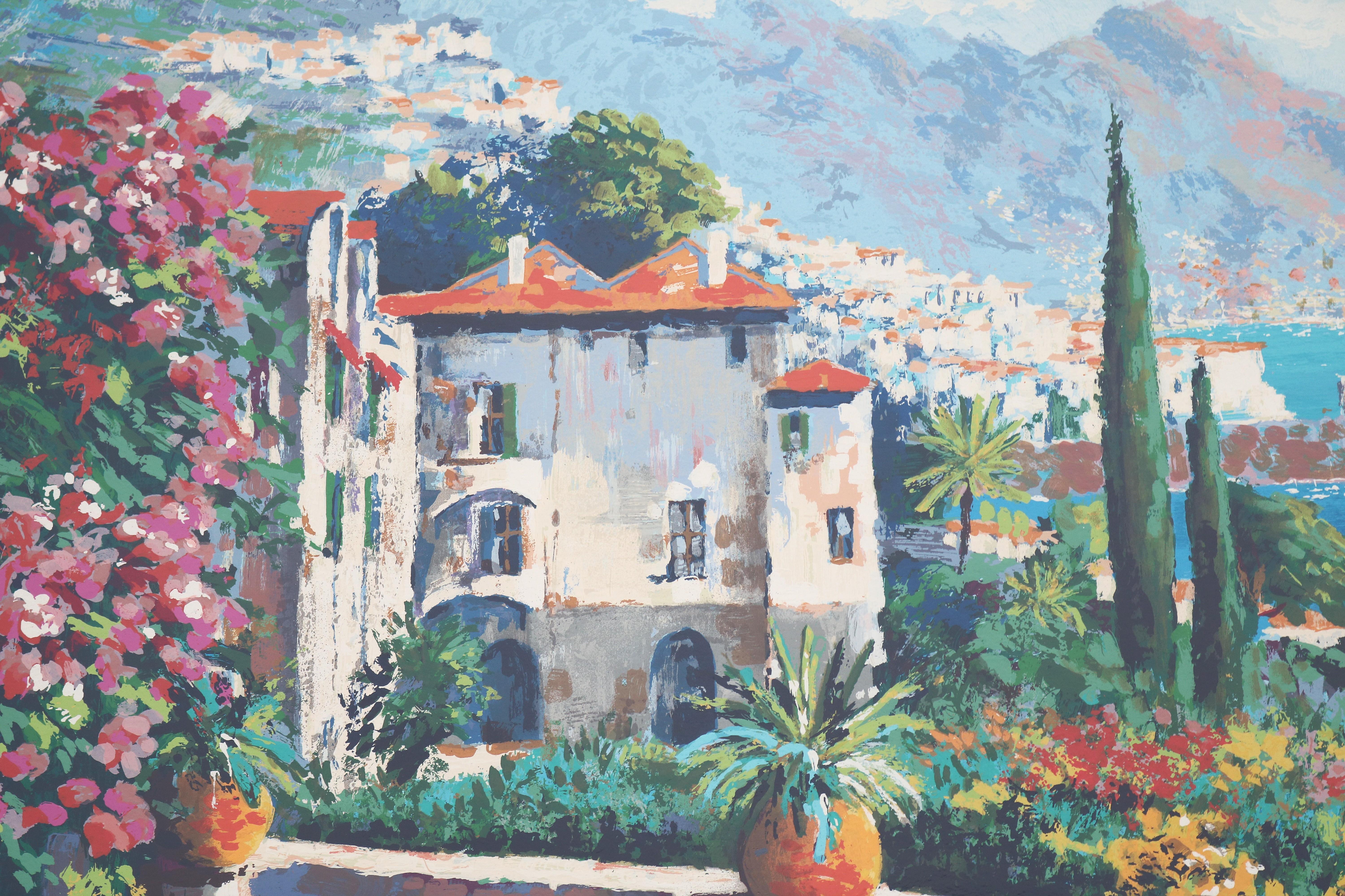 1980's Kerry Hallam Amalfi Coast Mediterranean Limited Edition Signed Serigraph For Sale 8