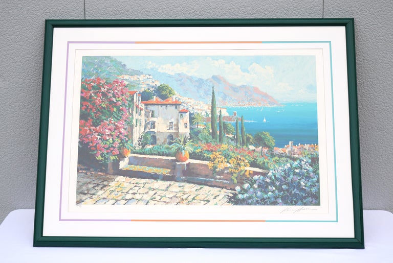 Kerry Hallam「Paradiso」版画AP版 額装 地中海 #457 1980's Kerry Hallam Amalfi Coast Mediterranean Limited Edition