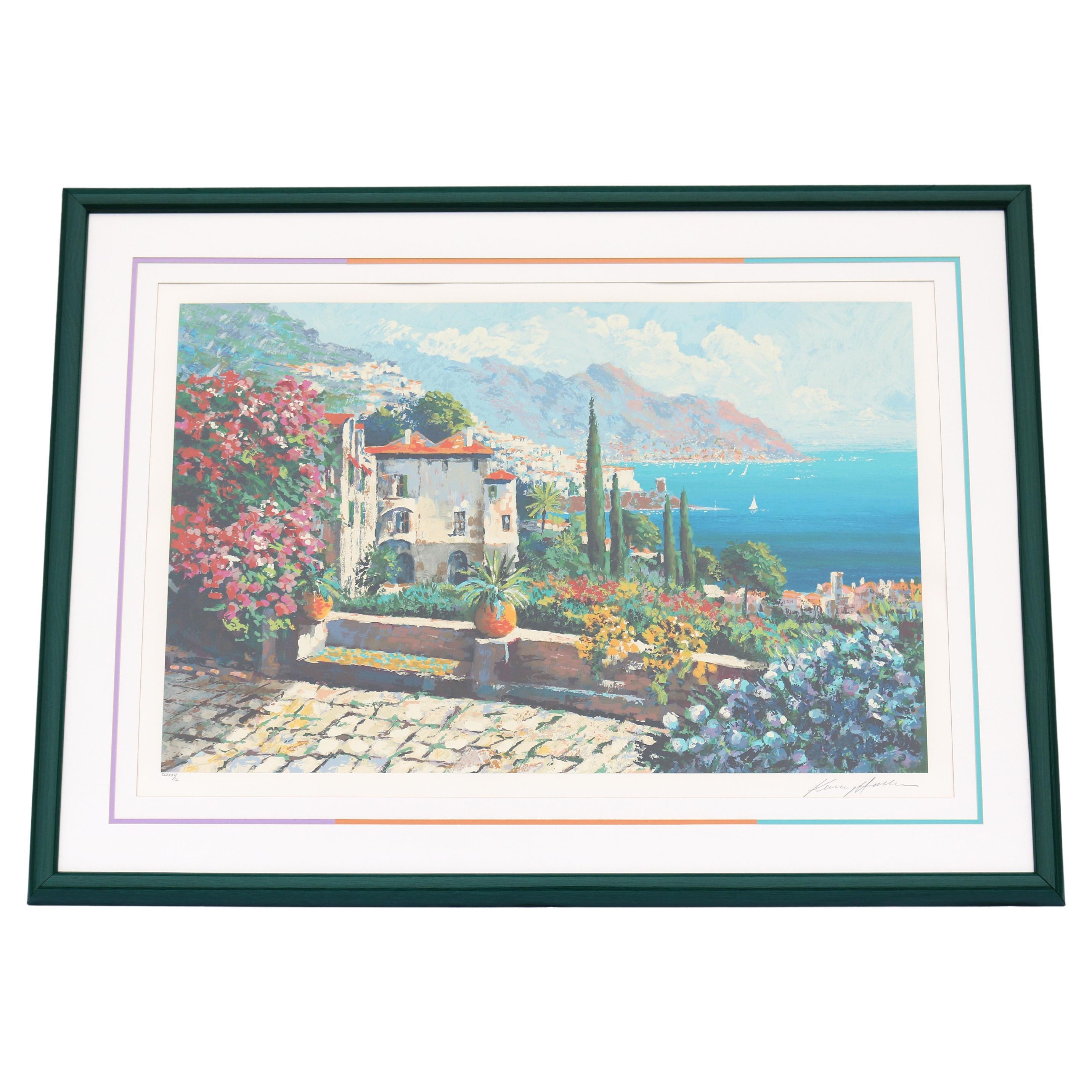 1980's Kerry Hallam Amalfi Coast Mediterranean Limited Edition Signed Serigraph For Sale