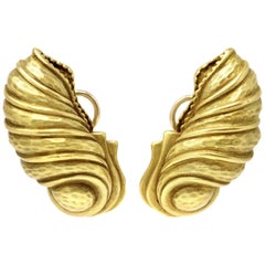 1980s Kieselstein Cord 18 Karat Gold Chrysalis Ear-Clips