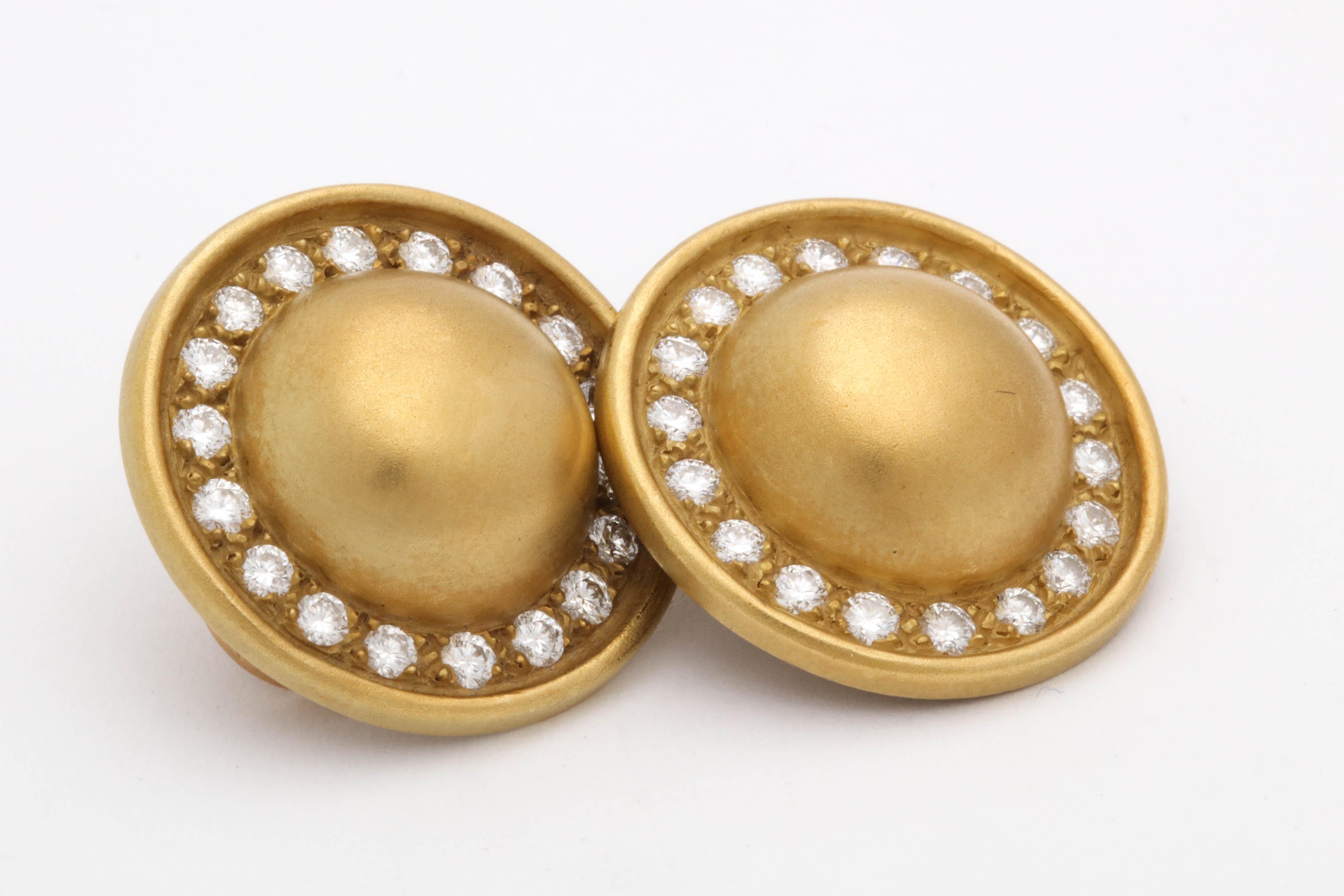 Round Cut 1980s Kieselstein-Cord Circular with Gold Ball Centre Diamond with Gold Earclips