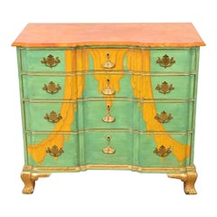 1980s Kindel Furniture Georgian Hand-Painted Block Front Chest of Drawers