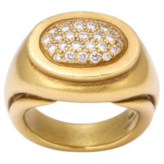 1980s Kiselstein-Cord Matte Finish Diamond and Green Gold Elegant Ring