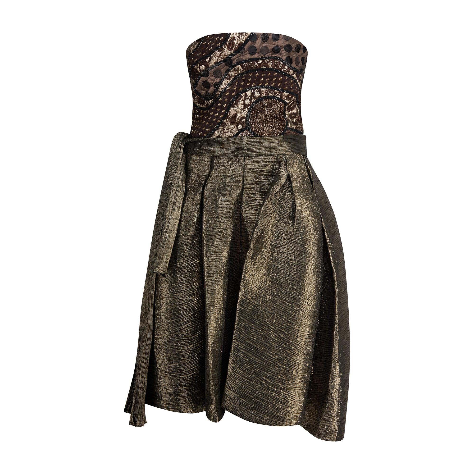 Conjunto de 4 piezas de corsé y falda dorados Koos Van den Akker Couture, años 80 Negro en venta