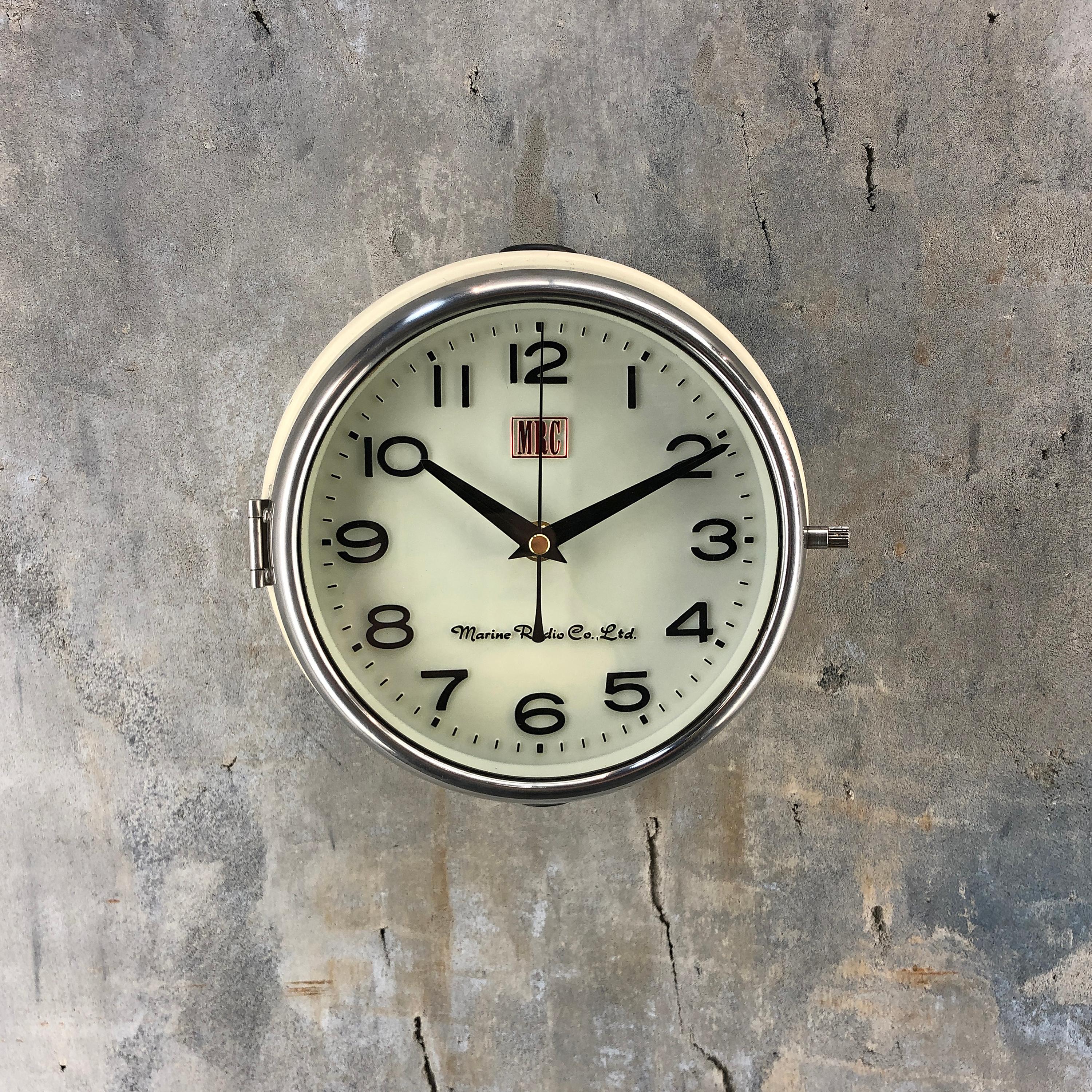 A vintage slave clock made by Marine Radio Clock Co. of Korea.

These clocks were originally used as secondary / slave clocks powered by a master clock on board sea going vessel such as cargo ships and supertankers.

The original movement has