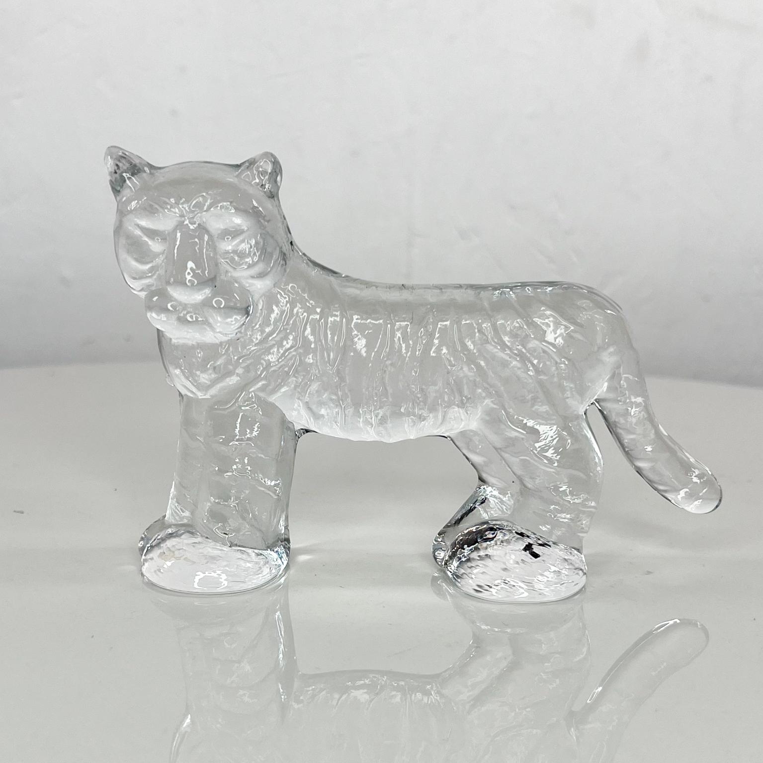 1980s Kosta Boda Sweden Crystal Art glass tiger paperweight by Bertil Vallien
Vintage glass tiger figurine paperweight Zoo Series designed by Bertil Vallien produced by Kosta Boda of Sweden.
Figurine has a flat back allowing it to be displayed