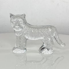 1980s Kosta Boda Sweden Crystal Art Glass Tiger Paperweight by Bertil Vallien