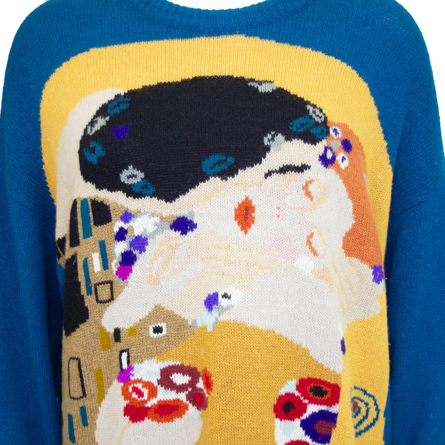 1980s Krizia Abstract Wool & Cashmere Sweater  In Good Condition For Sale In Toronto, Ontario