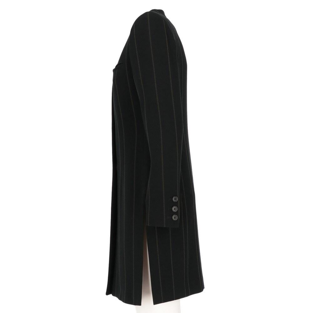 Black 1980s Krizia black pinstriped long blazer