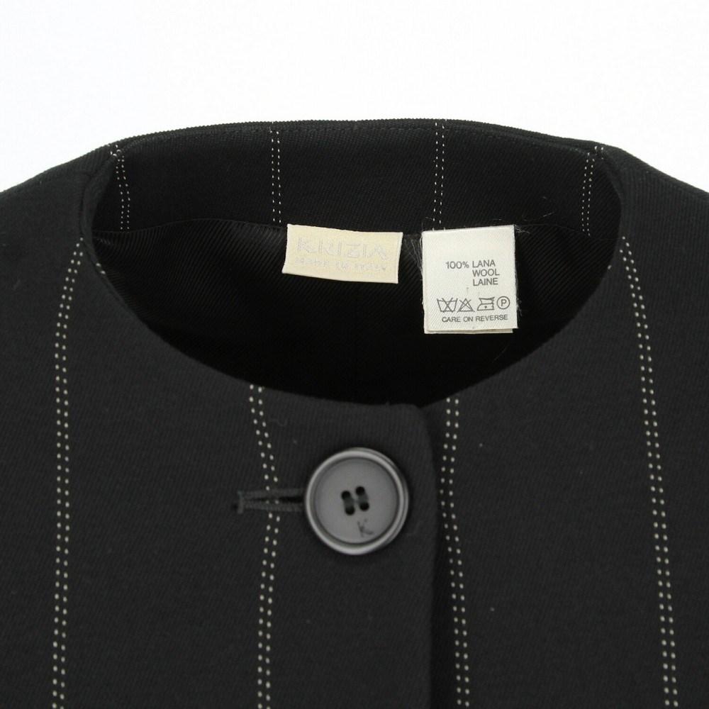 1980s Krizia black pinstriped long blazer 2