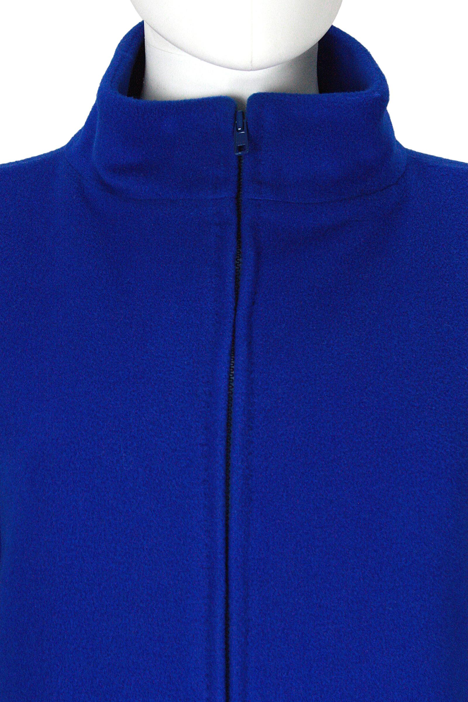 Women's 1980s Krizia Blue Wool Double Zip Coat For Sale