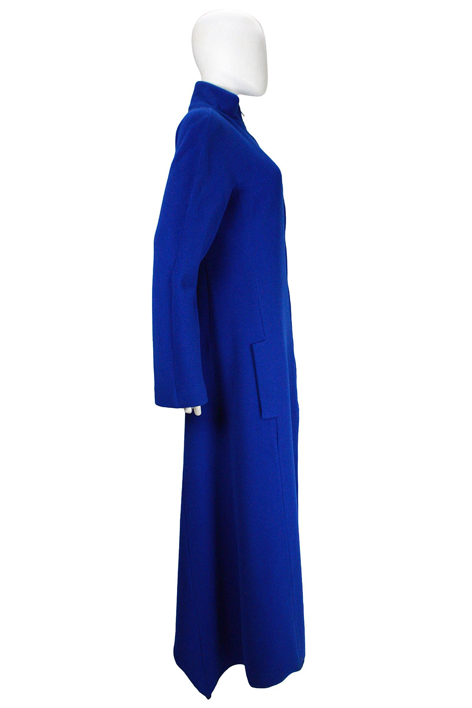 1980s Krizia Blue Wool Double Zip Coat For Sale 1