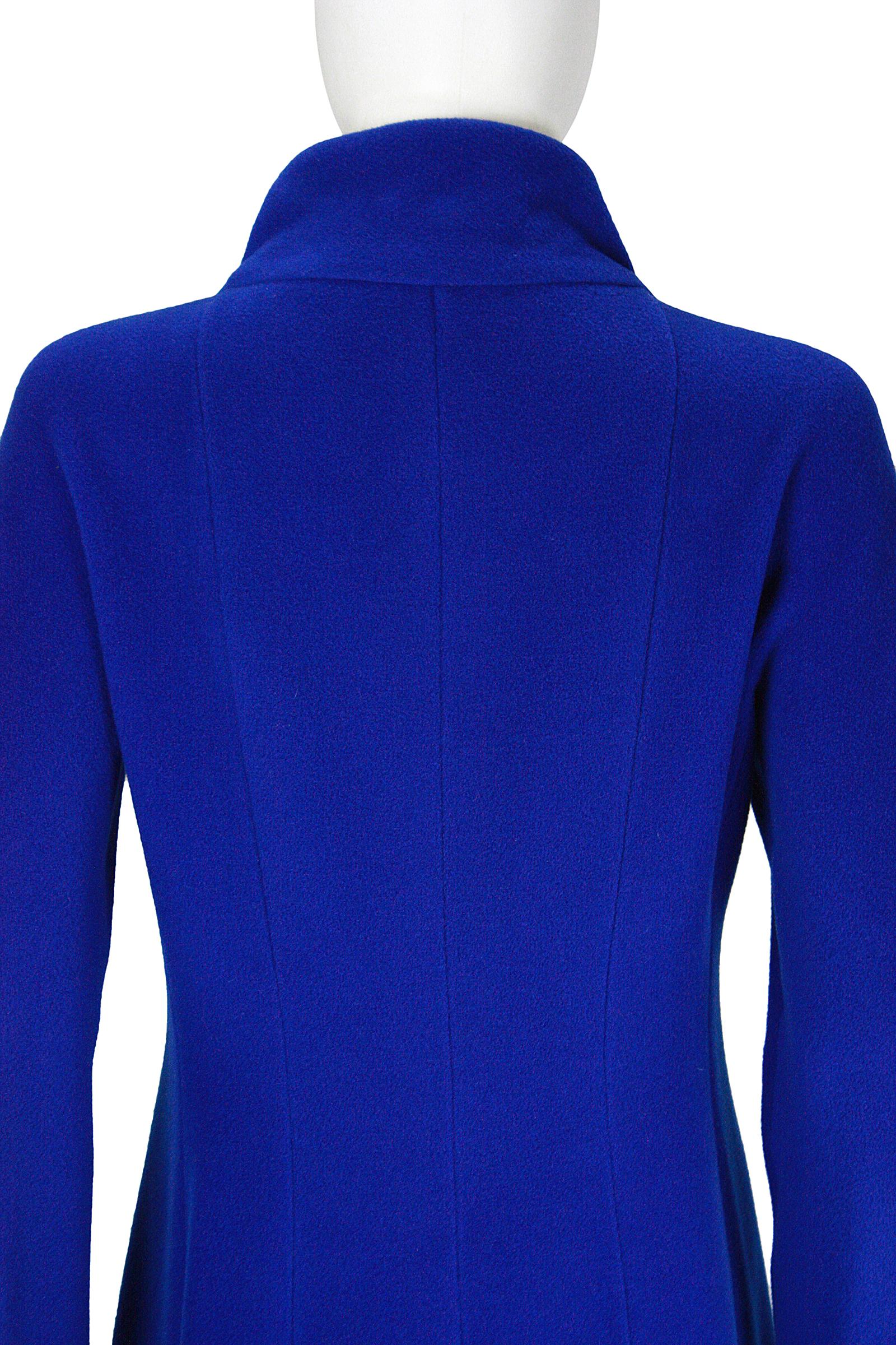 1980s Krizia Blue Wool Double Zip Coat For Sale 3