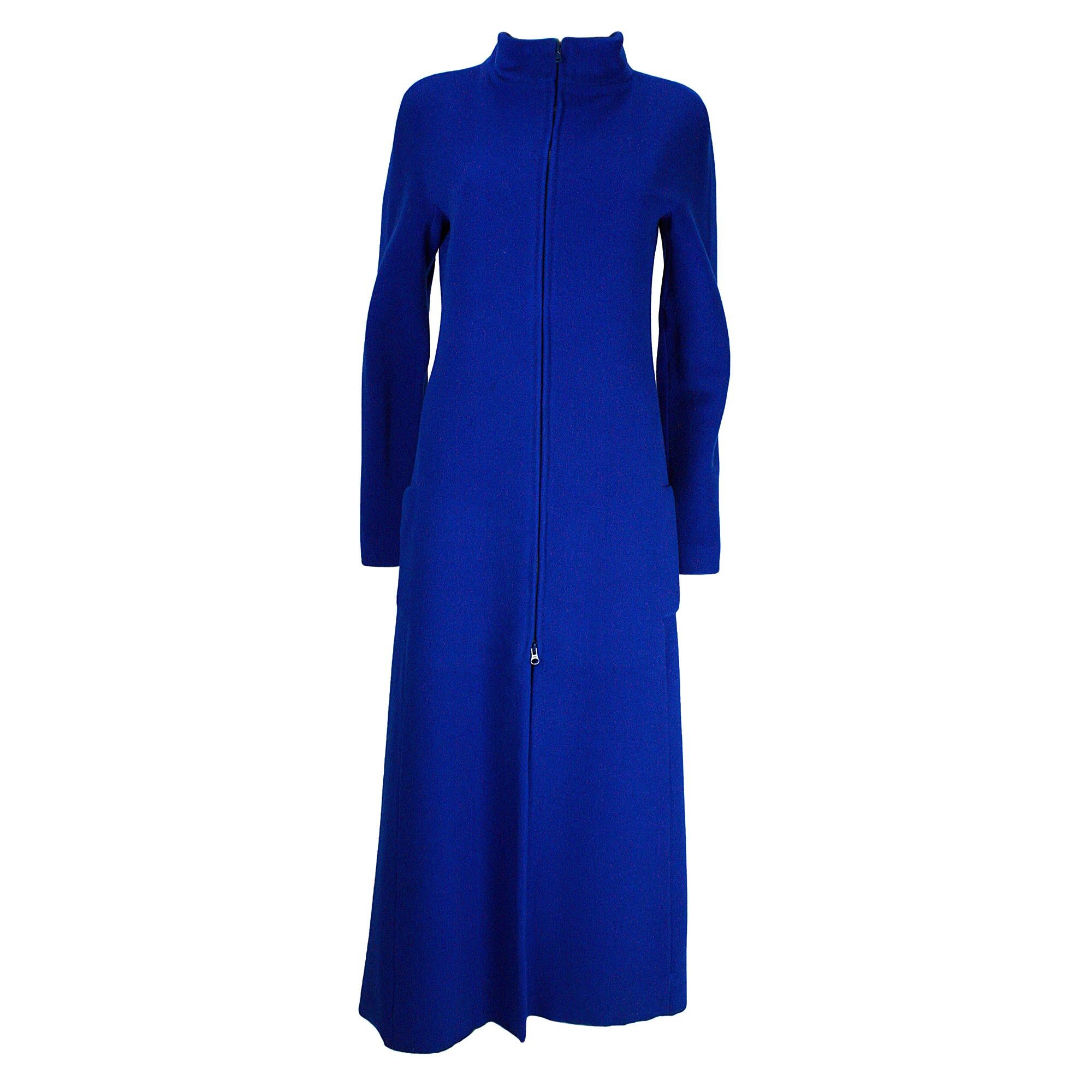 1980s Krizia Blue Wool Double Zip Coat For Sale