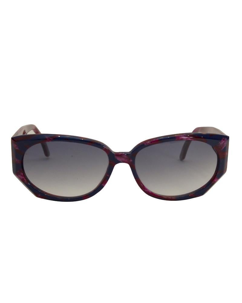 Red 1980s Krizia Burgundy & Navy Blue Sunglasses For Sale