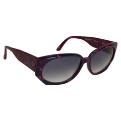 1980s Krizia Burgundy & Navy Blue Sunglasses