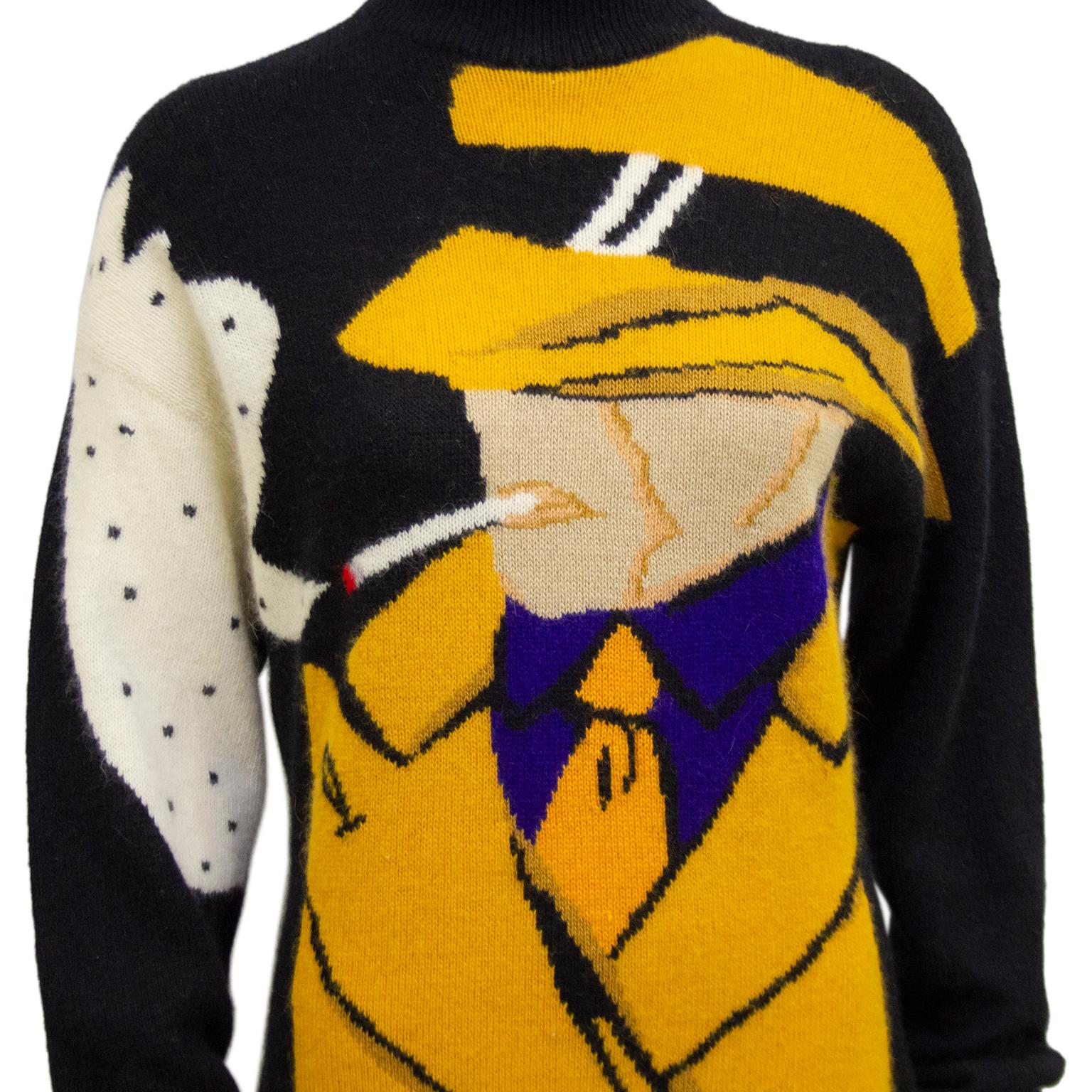 Brown 1980s Krizia 'Dick Tracy' Sweater Dress 