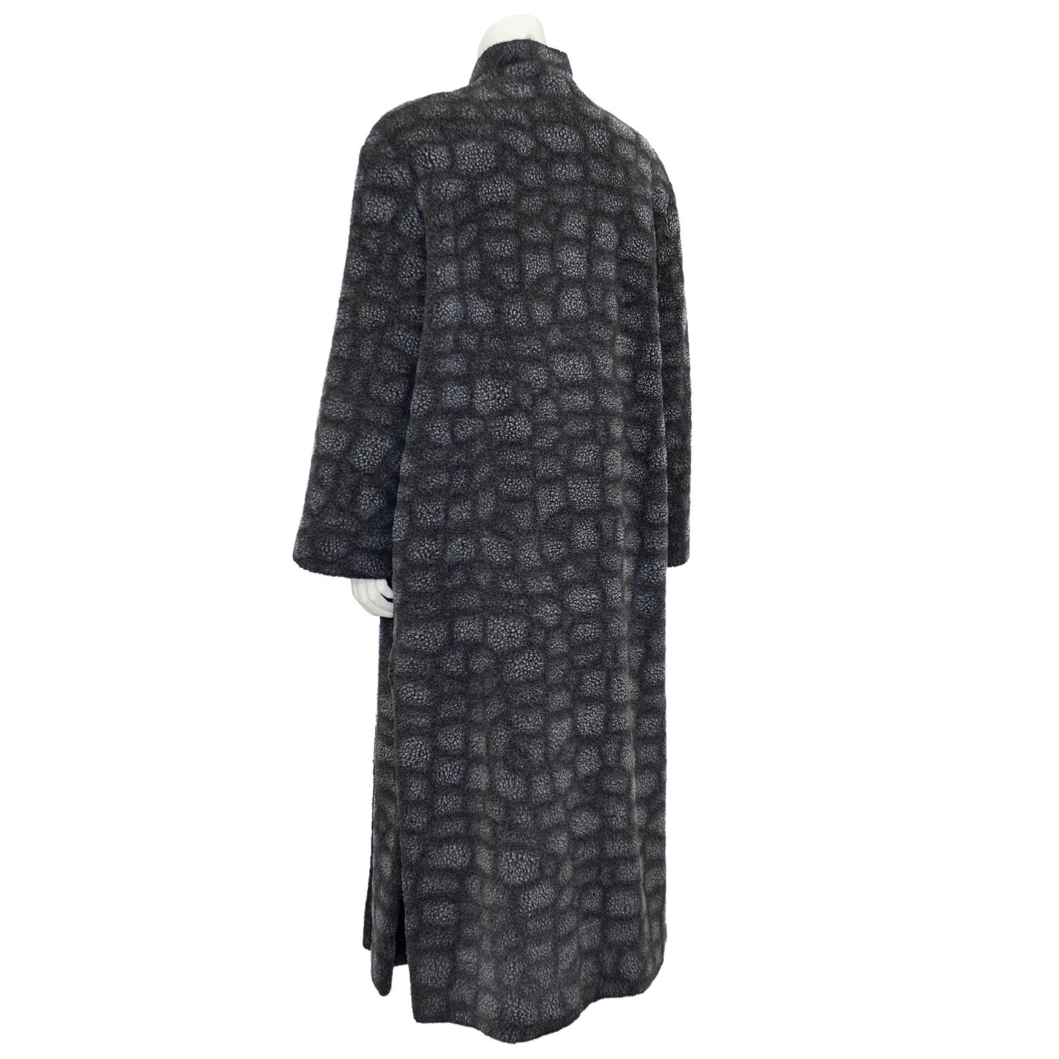 Black 1980s Krizia Grey Faux Shearling Coat For Sale