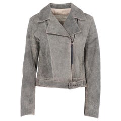 Vintage 1980s Krizia grey split leather biker jacket
