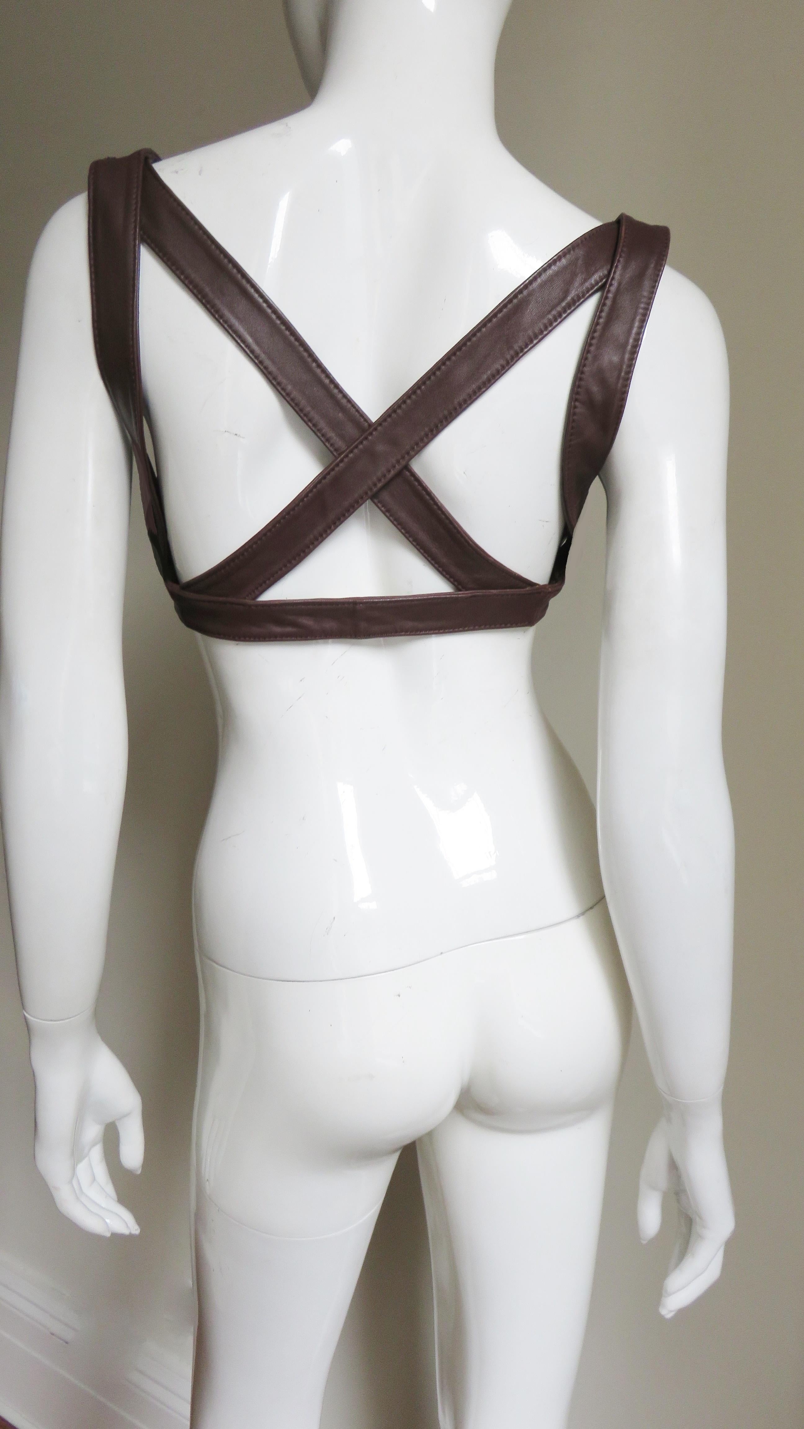 Black Krizia Leather Harness Top 1980s For Sale