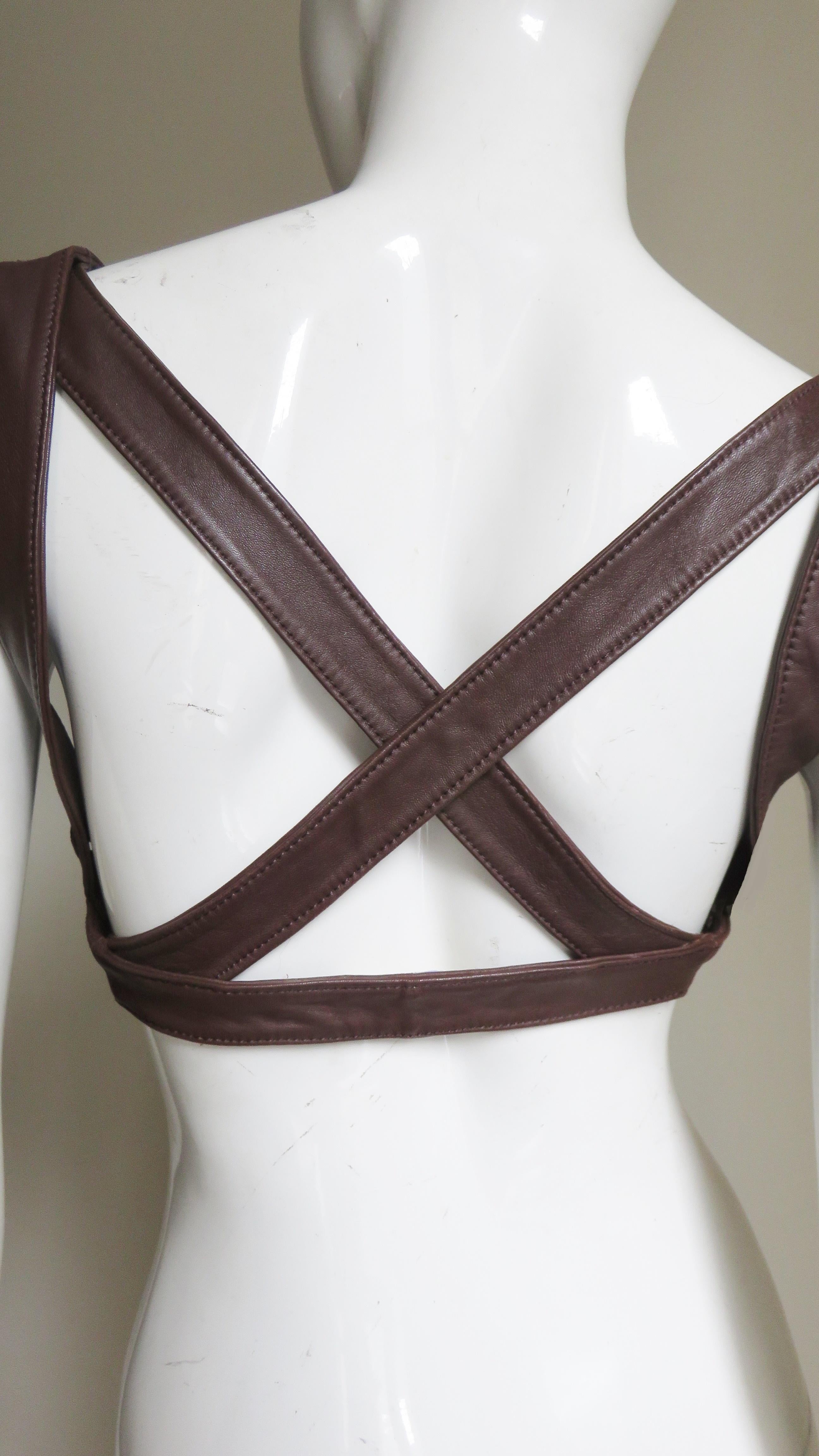 Krizia Leather Harness Top 1980s For Sale 3