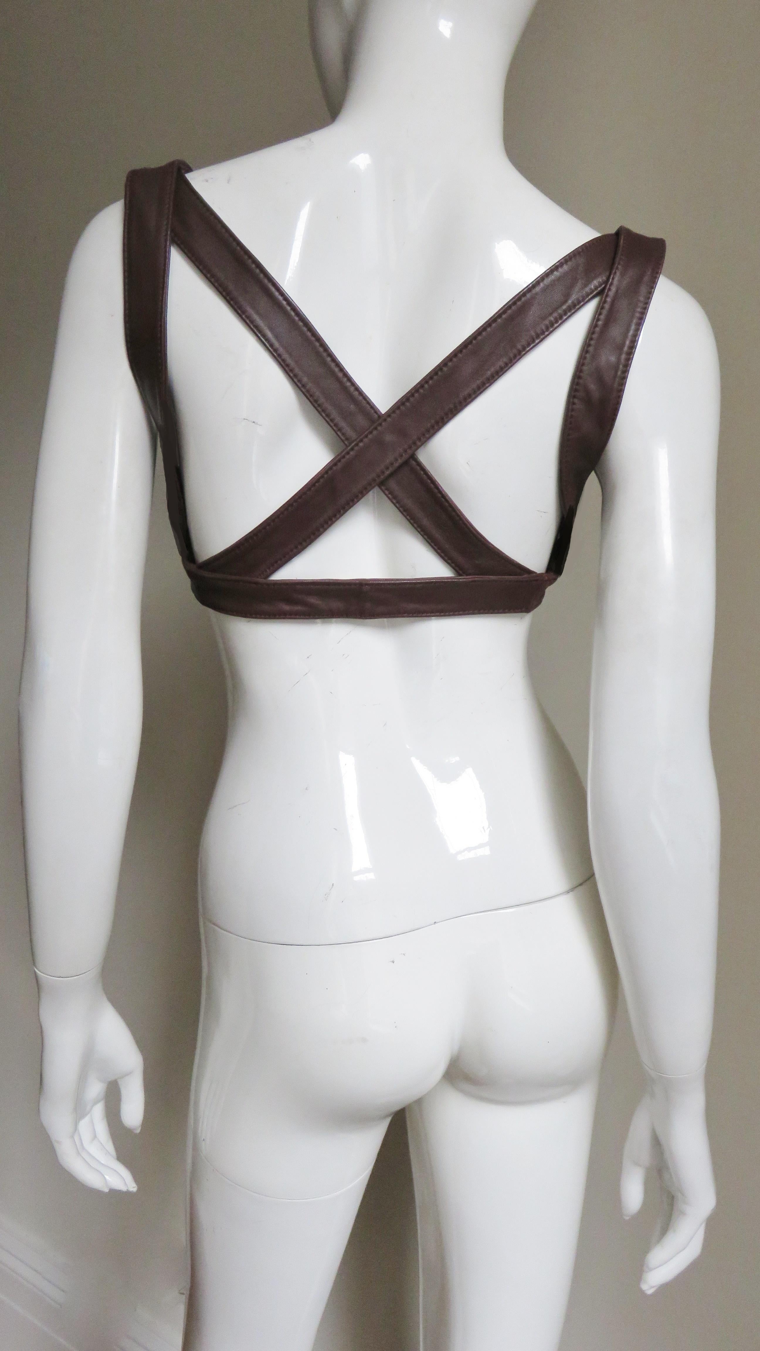 Krizia Leather Harness Top 1980s For Sale 4