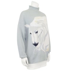 1980s Krizia Oversized Roll Neck Sweater with White Horse