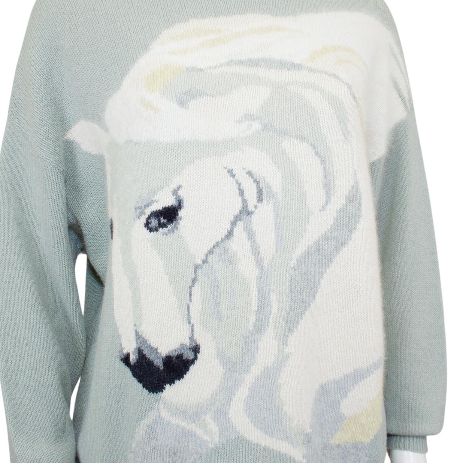 Women's 1980s Krizia Oversized Roll Neck Sweater with White Horse  For Sale