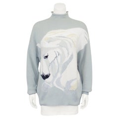 1980s Krizia Oversized Roll Neck Sweater with White Horse 