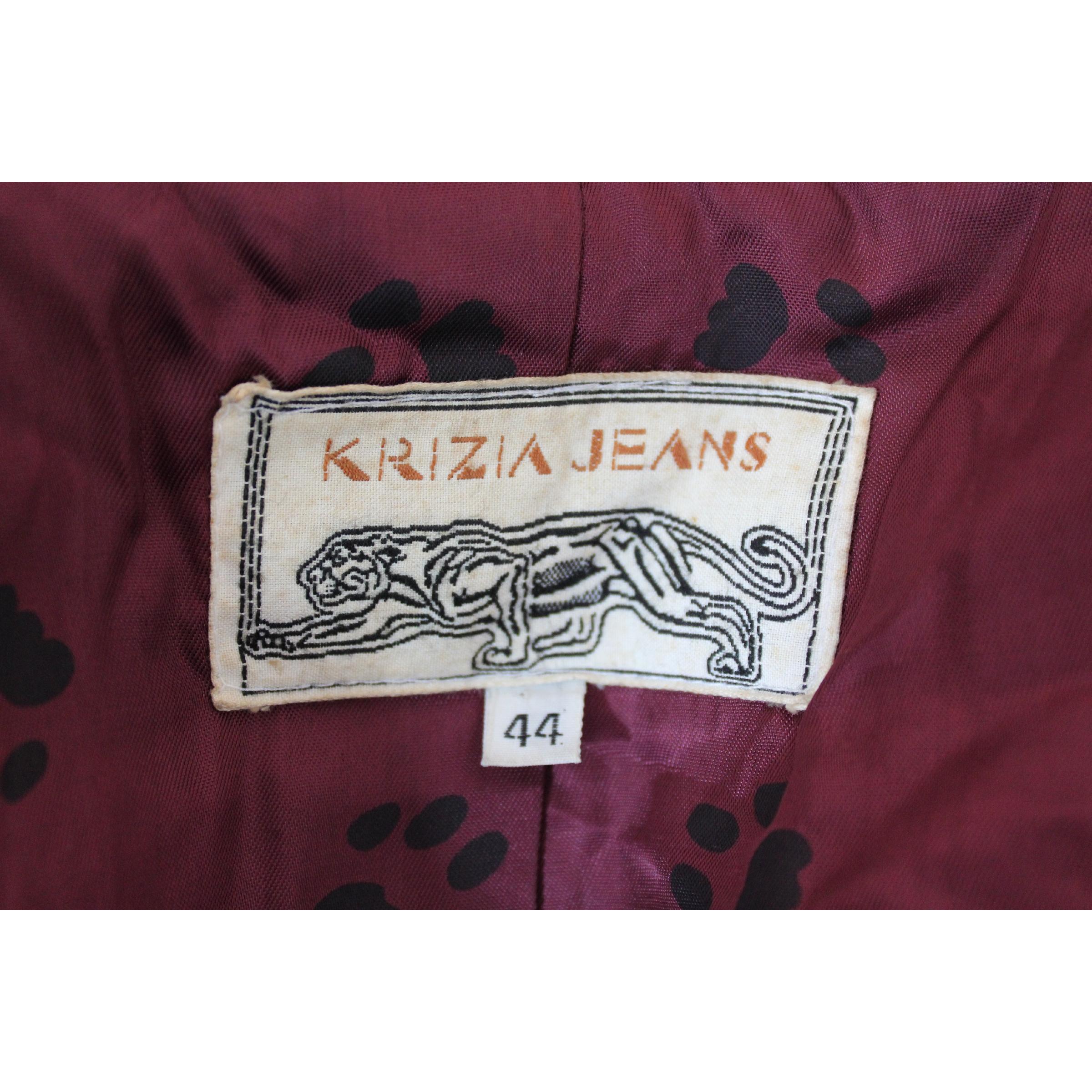 1980s Krizia Red Faux Fur Animalier Animal Footprints Short Coat Jacket 1