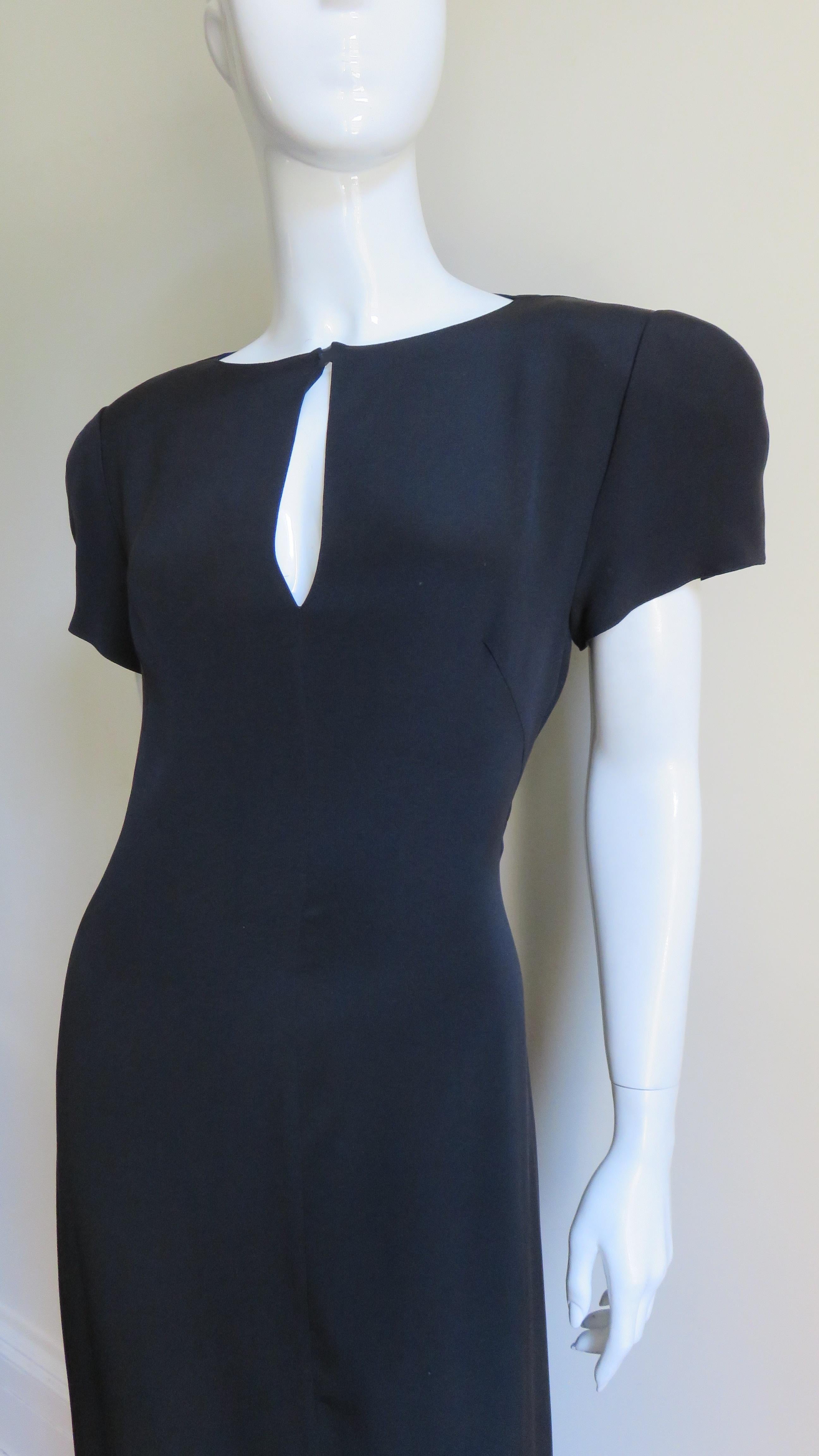 Black Krizia Slash Back Dress with Cut out Waist 1980s For Sale