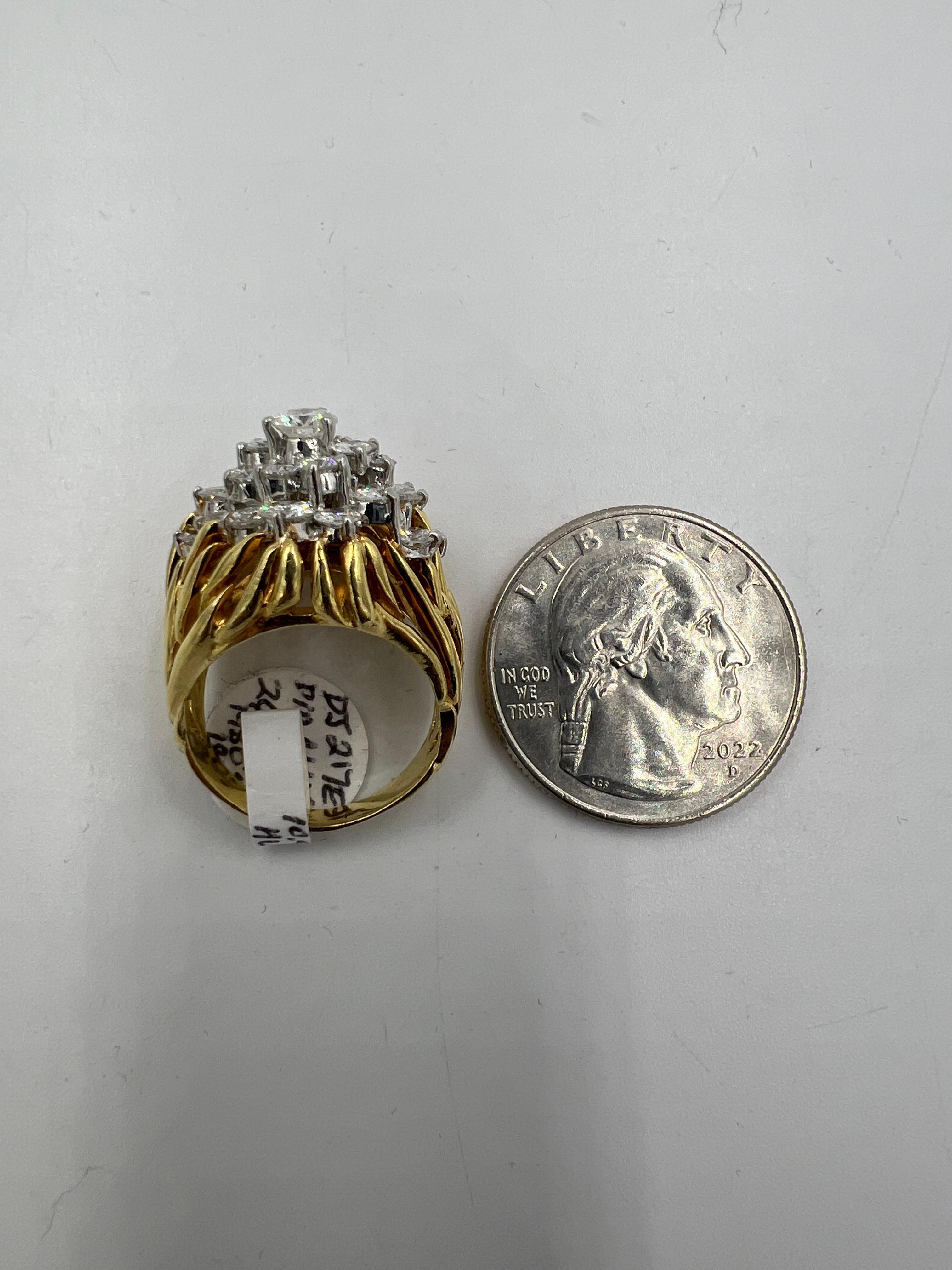 1980er Kurt Wayne Cocktail-Cluster-Ring aus 18 Karat Gelbgold mit Diamanten 5