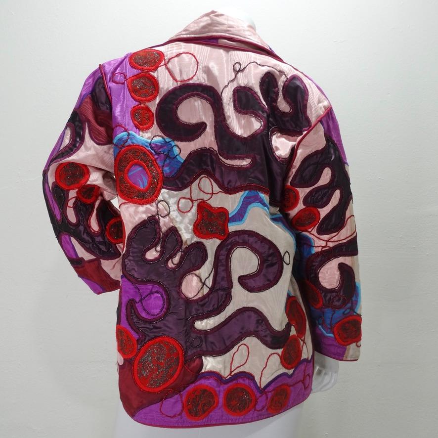 1980s La Coleccion Judith Roberts Abstract Embroidery Blazer In Excellent Condition In Scottsdale, AZ