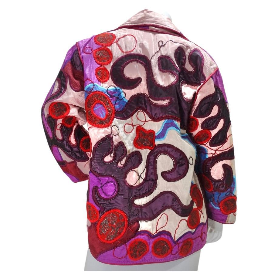 1980s La Coleccion Judith Roberts Abstract Embroidery Blazer