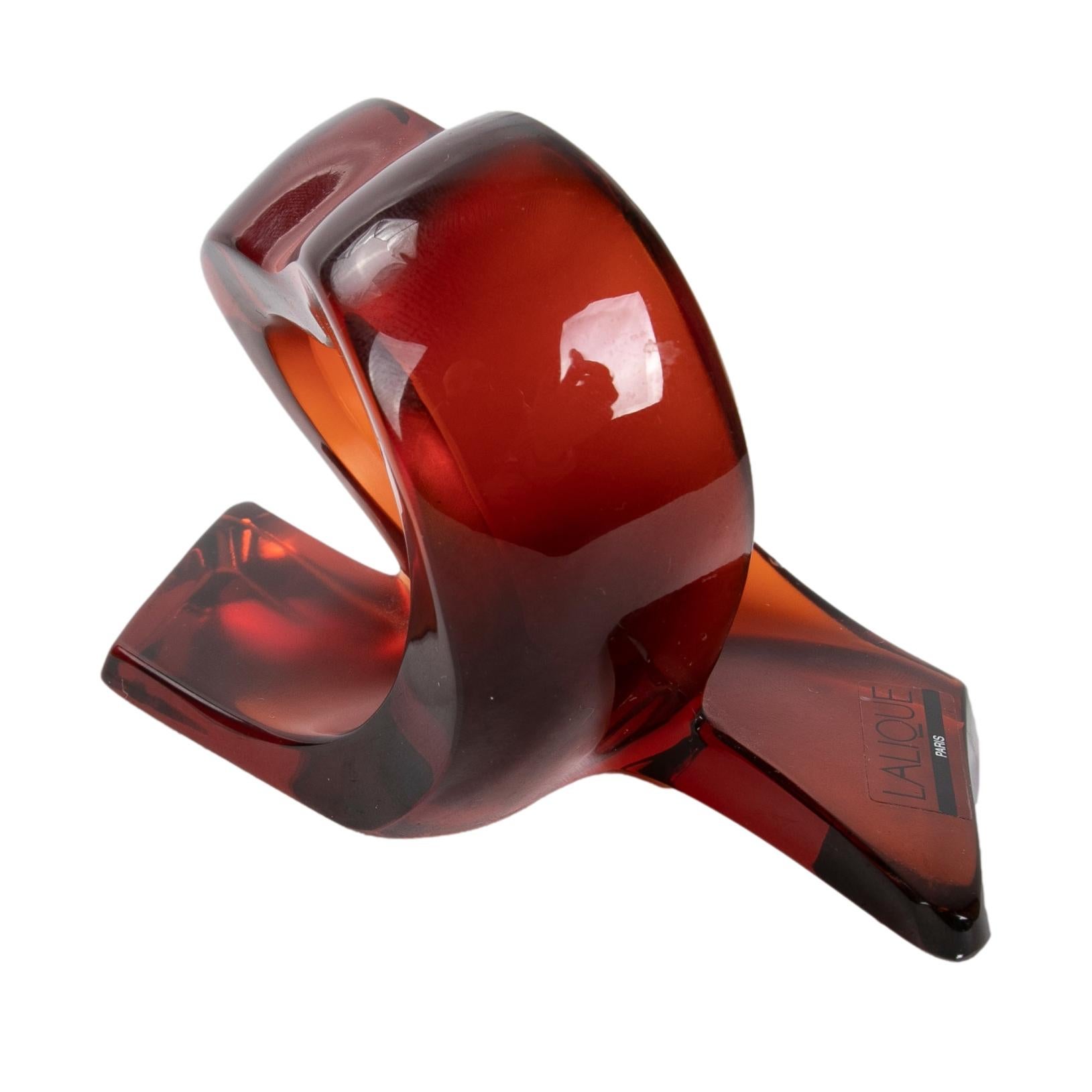 1980s Lalique Paperweight in Red glass  For Sale 3