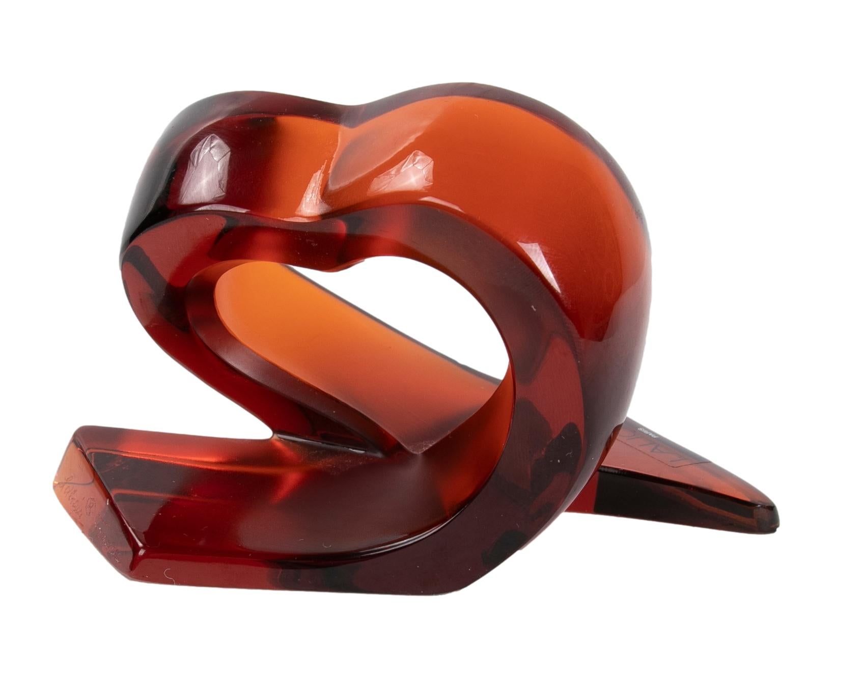 1980s Lalique Paperweight in Red glass  For Sale 4