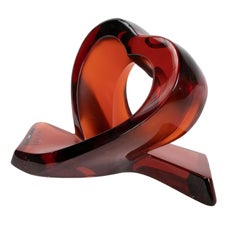 1980s Lalique Paperweight in Red glass