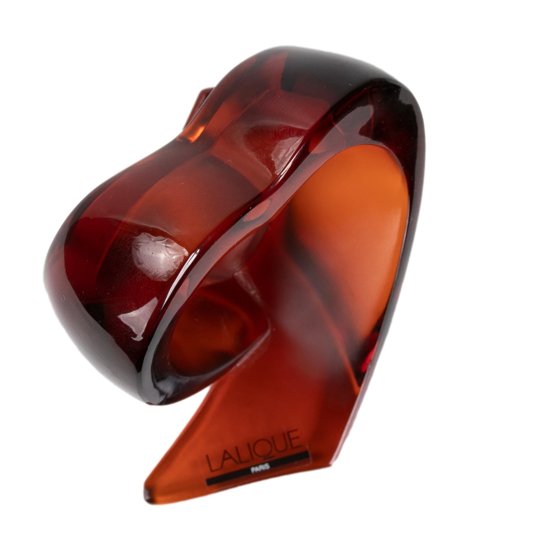 French 1980s Lalique Paperweight in Red glass  For Sale