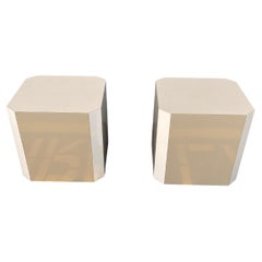 Vintage 1980s Laminated Wood Hexagonal End Tables, Set of 2
