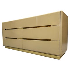 1980s Lane Furniture Seven Drawer Brass Plinth Dresser