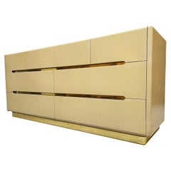 Retro 1980s Lane Furniture Seven Drawer Brass Plinth Dresser