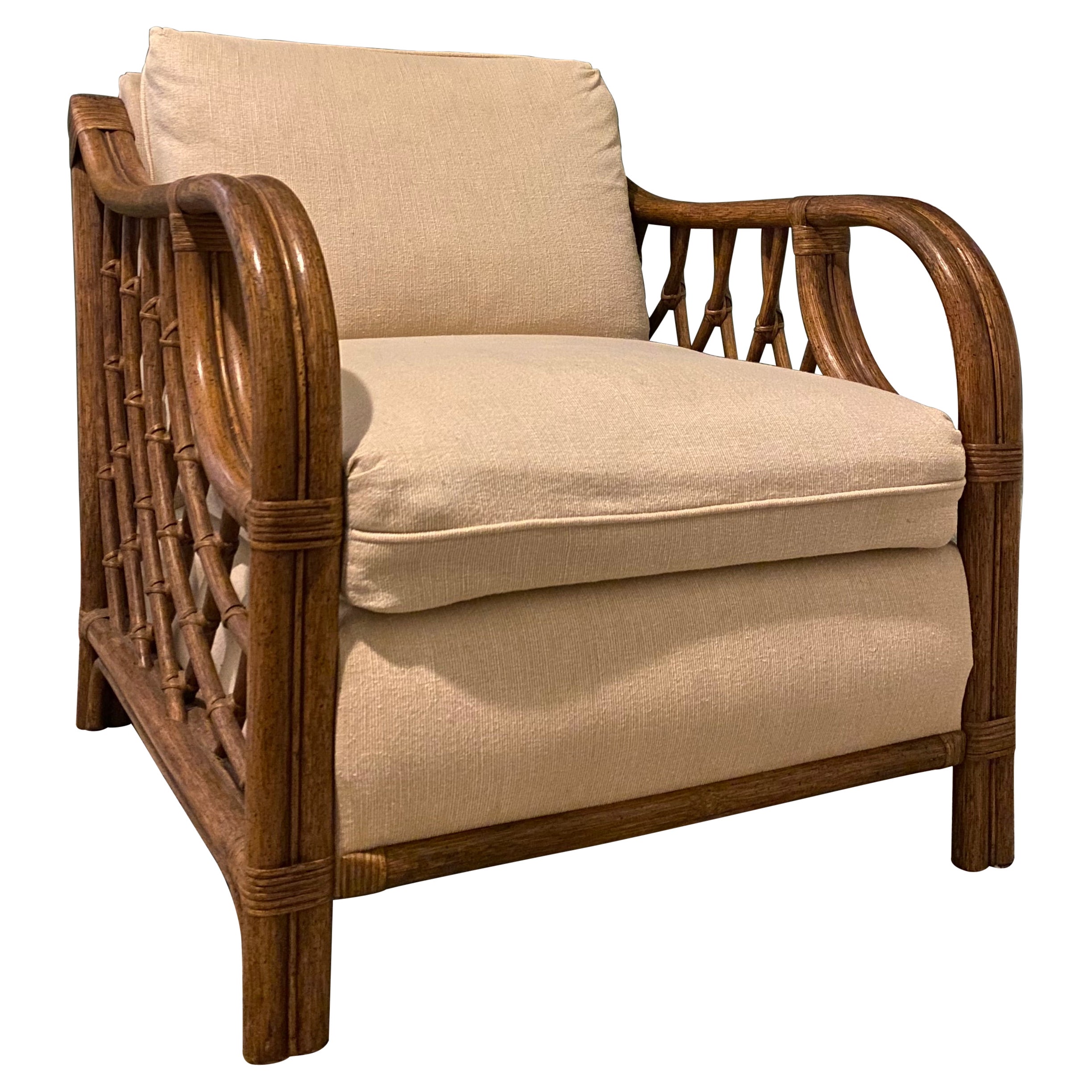 1980s Lane Venture Rattan Lounge Chair