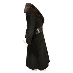 1980's LANVIN black suede coat with mink collar